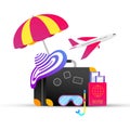 Summer holiday tropical vacation travel gradient flat style design composition Royalty Free Stock Photo